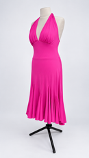 Halter neck dress with godet skirt