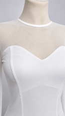 Sweetheart bodice and mesh yoke close-up