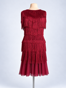 Burgundy fringe dance dress front view