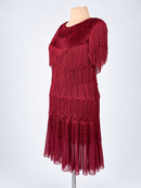 Burgundy latin dress three-quarter angle