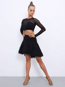 Elegant Black Fringe Dance Skirt