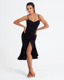 Black ruched latin dance dress front