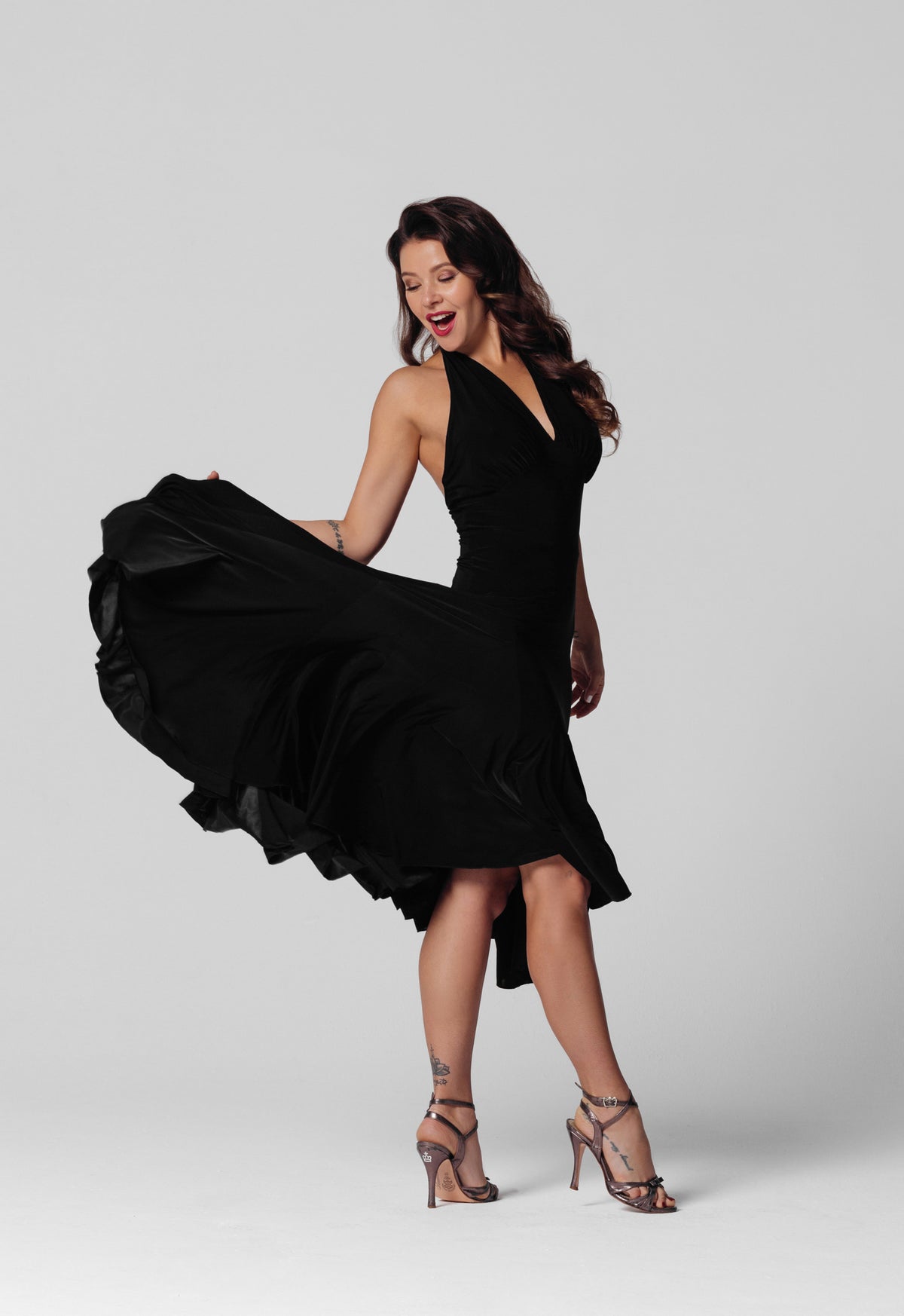 Halter Neck Dance Dress for Tango L / As Pictured