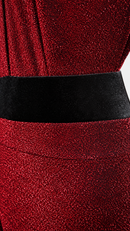 Black velvet waistband close-up