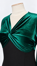 Twist front velvet bodice angled close-up