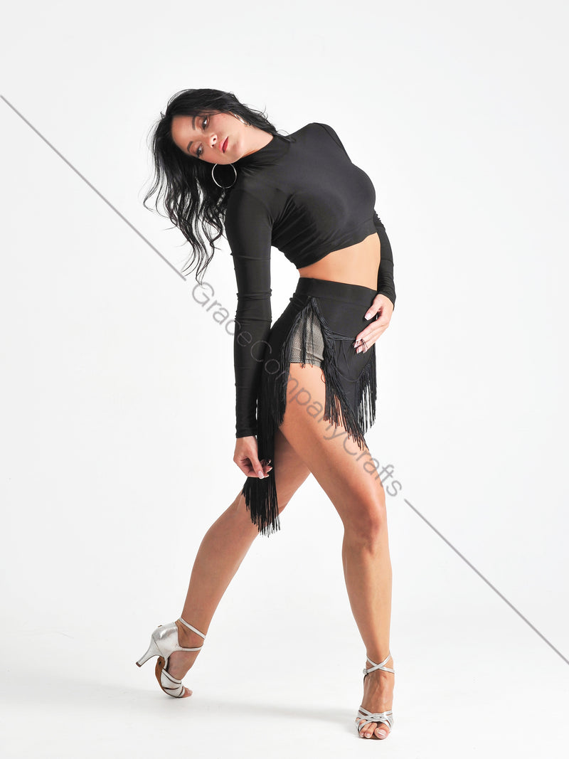 Black fringe skirt for salsa