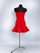 Red flounce dress full back view