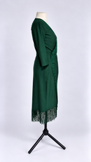 Fringe trimmed wrap skirt side profile
