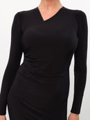 Elegant Wrap Dance Dress with Side Slit