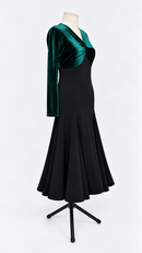 Velvet and black dance dress three-quarter view