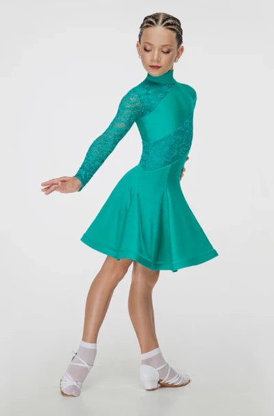 Rating dress for the ballroom program from supplex and elastic guipure