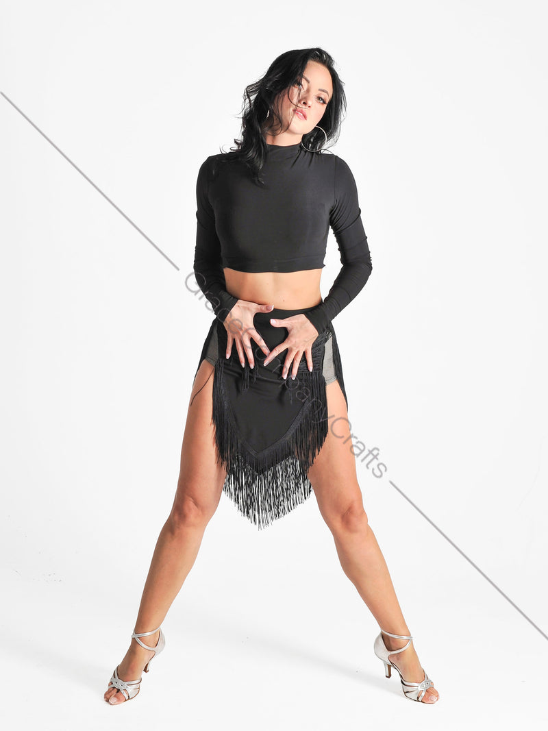 Black fringe skirt for salsa