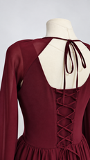 Corset lacing with neck tie close-up