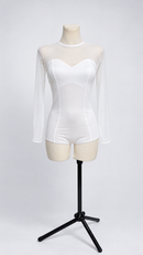 Long sleeve white bodysuit full length