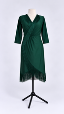 Bottle green fringe dance dress front view