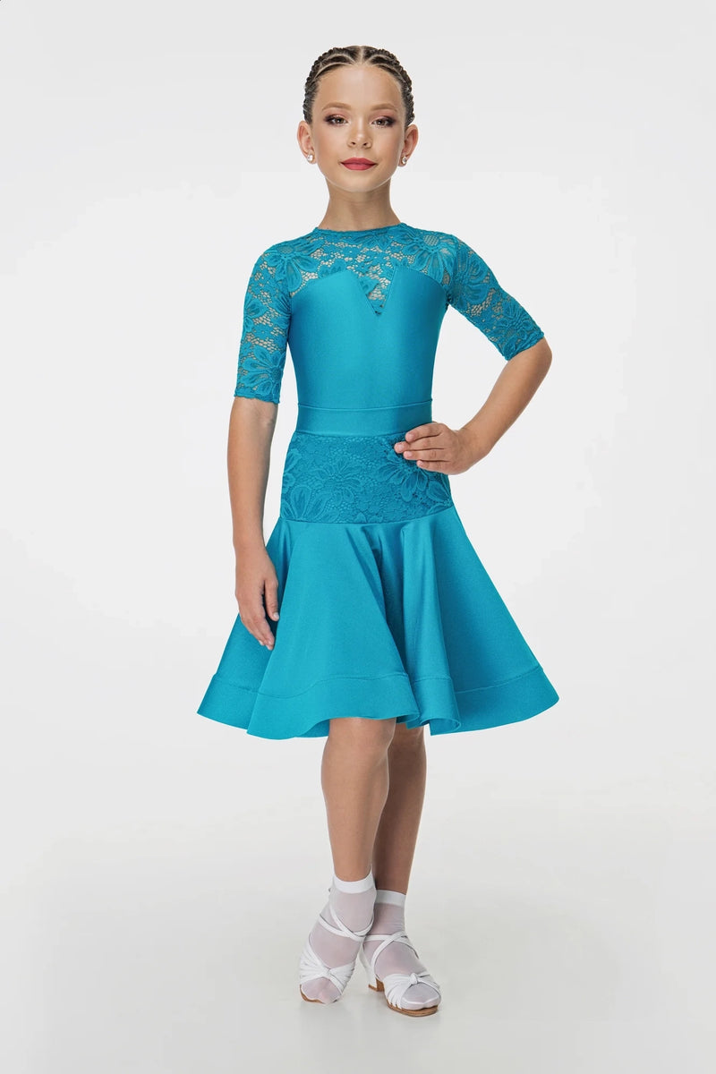 Rating dress for the ballroom program from supplex and elastic guipure