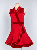 Faux wrap bodice and velvet ruffle