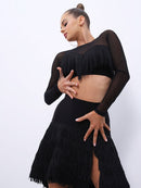 Elegant Black Fringe Dance Skirt