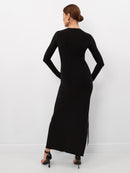 Elegant Wrap Dance Dress with Side Slit