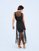 Little black dress with mesh cape