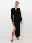 Elegant Wrap Dance Dress with Side Slit
