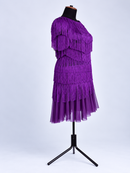 Fringe latin dress full-length three-quarter view
