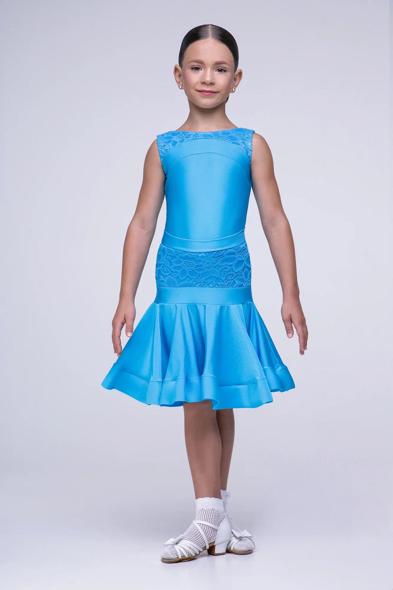 Rating dance dress made of supplex and elastic guipure based on bodysuit