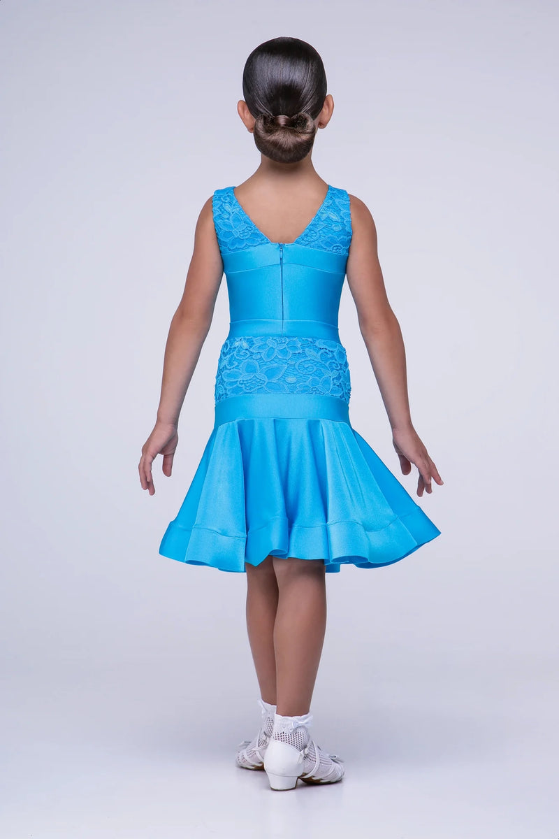 Rating dance dress made of supplex and elastic guipure based on bodysuit