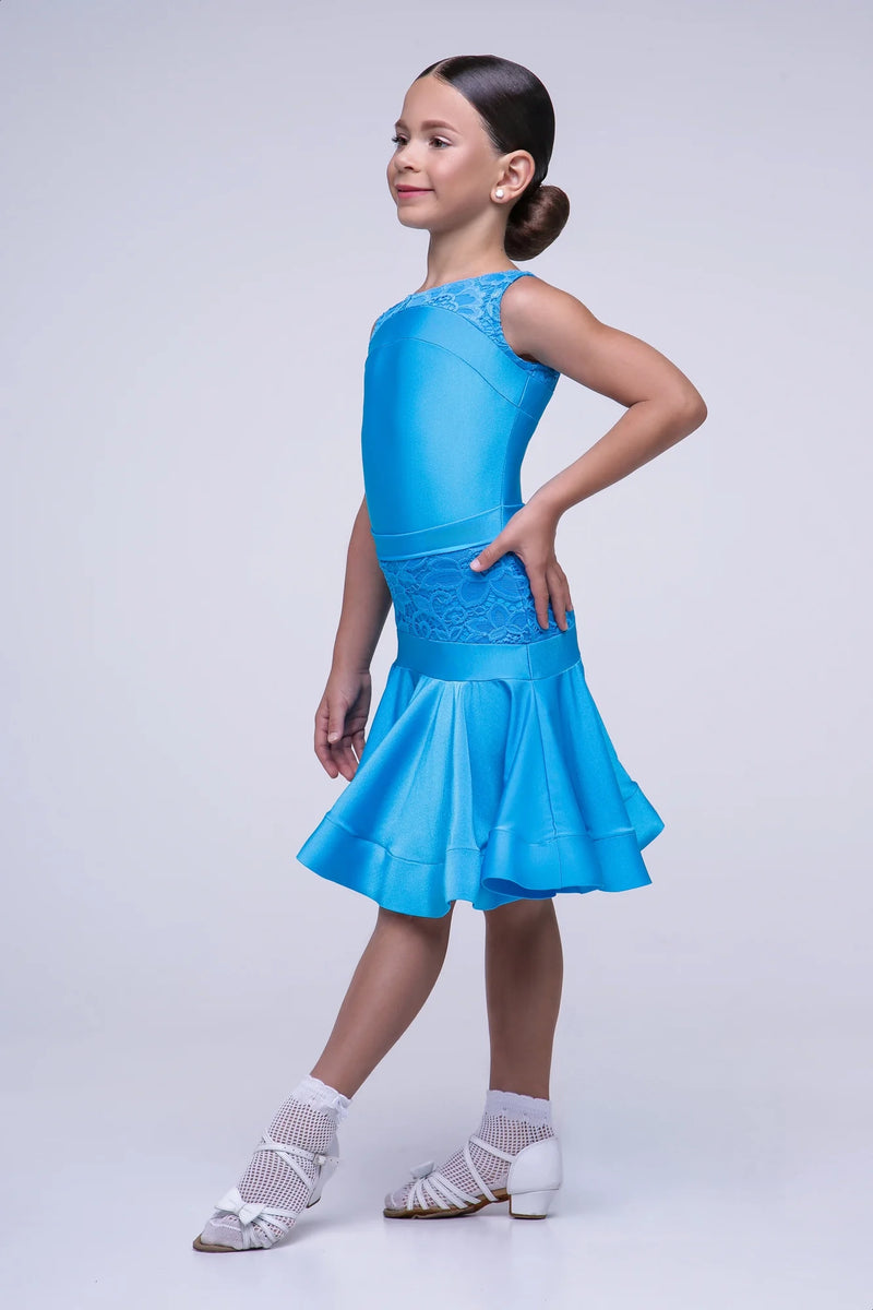 Rating dance dress made of supplex and elastic guipure based on bodysuit