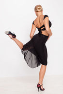 Black latin dance skirt with chiffon Insert