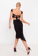 Black latin dance skirt with chiffon Insert