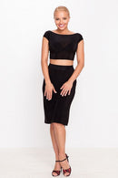 Black latin dance skirt with chiffon Insert