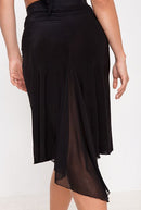 Black latin dance skirt with chiffon Insert