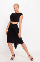 Black latin dance skirt with chiffon Insert