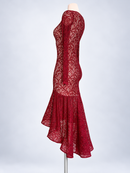 High-low lace flounce side profile