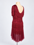 Open back fringe dress rear three-quarter