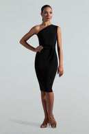 Asymmetric Ruched Dress - One-Shoulder Latin Dance Dress