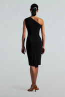 Asymmetric Ruched Dress - One-Shoulder Latin Dance Dress