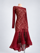 Boat neckline and flounce three-quarter view