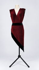 Red glitter latin dance dress front