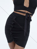 Ruched dance skirt for ballroom and latin performances