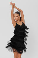 Elegant dance dress with fringe and open back
