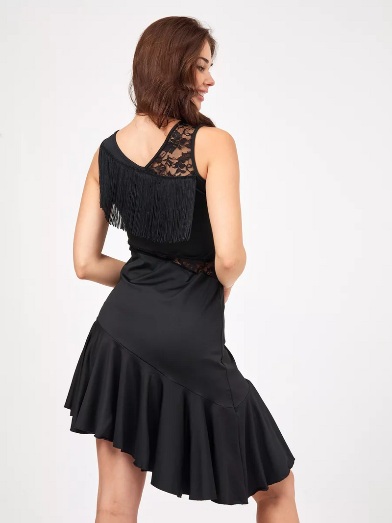 Black fringe dance dress