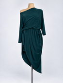 Bottle green one shoulder dance dress front