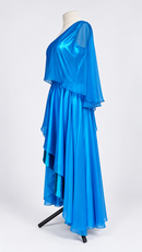 Azure blue side of ballroom dress