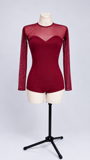 Dark red dance bodysuit front view