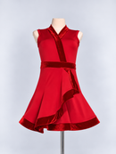 Red latin dress with velvet trim front