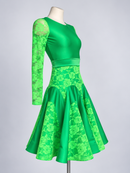 Green ballroom dress three-quarter view