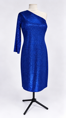 Royal blue one shoulder latin dress front