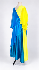 Two tone dress back with flutter sleeve